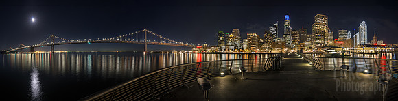 Moon over Bay Bridge(pano)